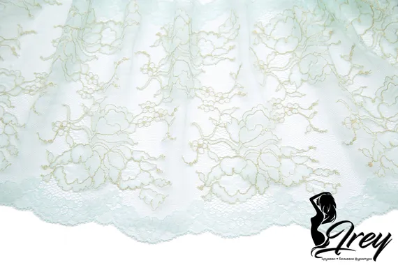 03-212 Кружево эластичное 22 см, ментол/золото