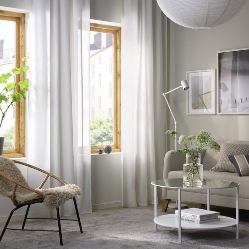 ХИЛЬЯ HILJA Занавески 2 шт 145x300 см, белые