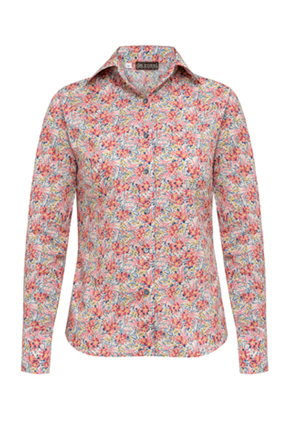 Рубашка женская в пудровых тонах с принтом «Полевые букеты»