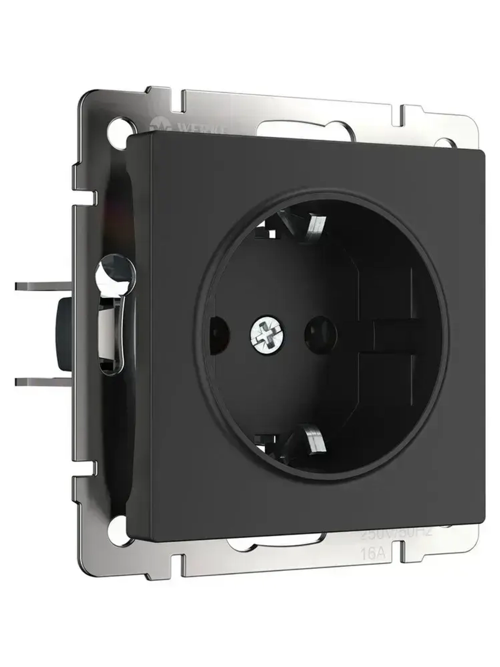 Розетка с заземлением скрытой установки Werkel W1171008 черная матовая