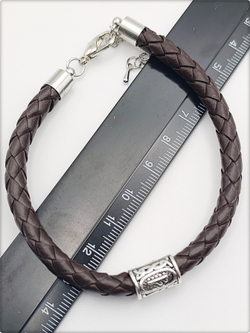 Браслет эко кожа "Руна Феху" коричневый.