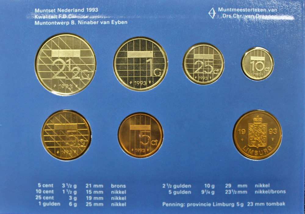 Набор монет Нидерландов 1990 UNC в оригинальной упаковке