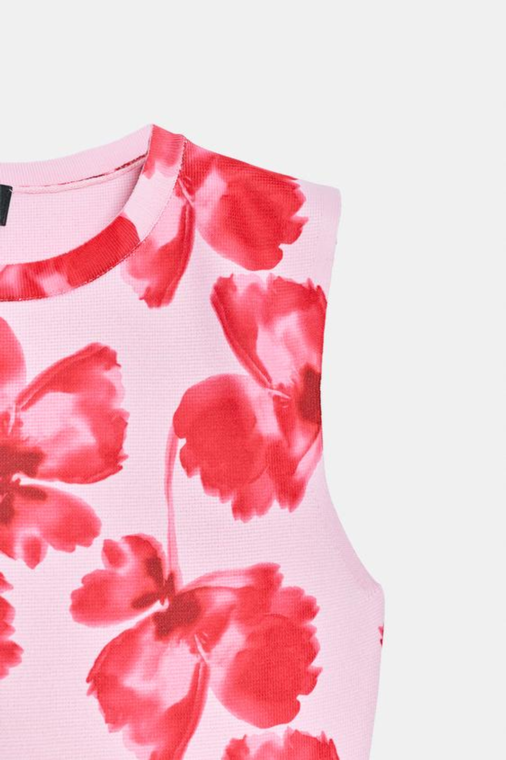 ZARA МИНИ-ПЛАТЬЕ ИЗ ЖАККАРДОВОГО ТРИКОТАЖА С ЦВЕТОЧНЫМ УЗОРОМ, РОЗОВЫЙ
