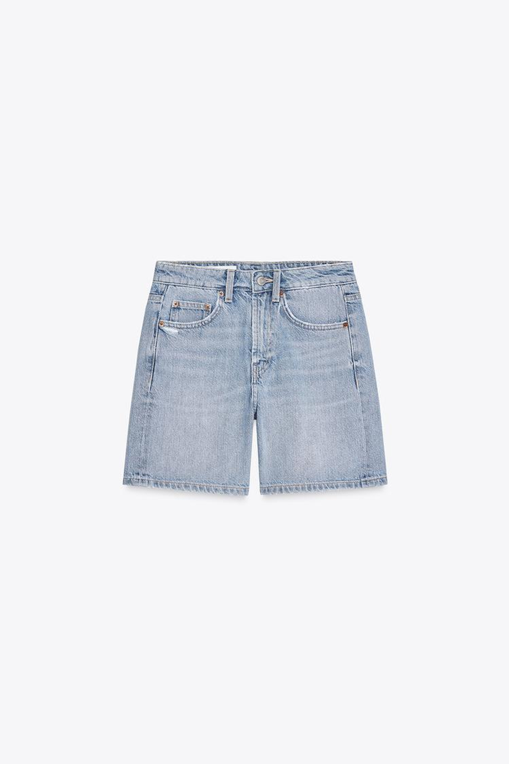 ZARA ДЖИНСОВЫЕ ШОРТЫ TRF СО СРЕДНЕЙ ПОСАДКОЙ, ГОЛУБОЙ