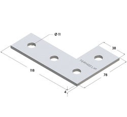Пластина соединительная L-образная TCP L 38-41 4F4