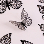 Набор для украшения «Бабочки», 12 штук, цвет чёрный, пластик