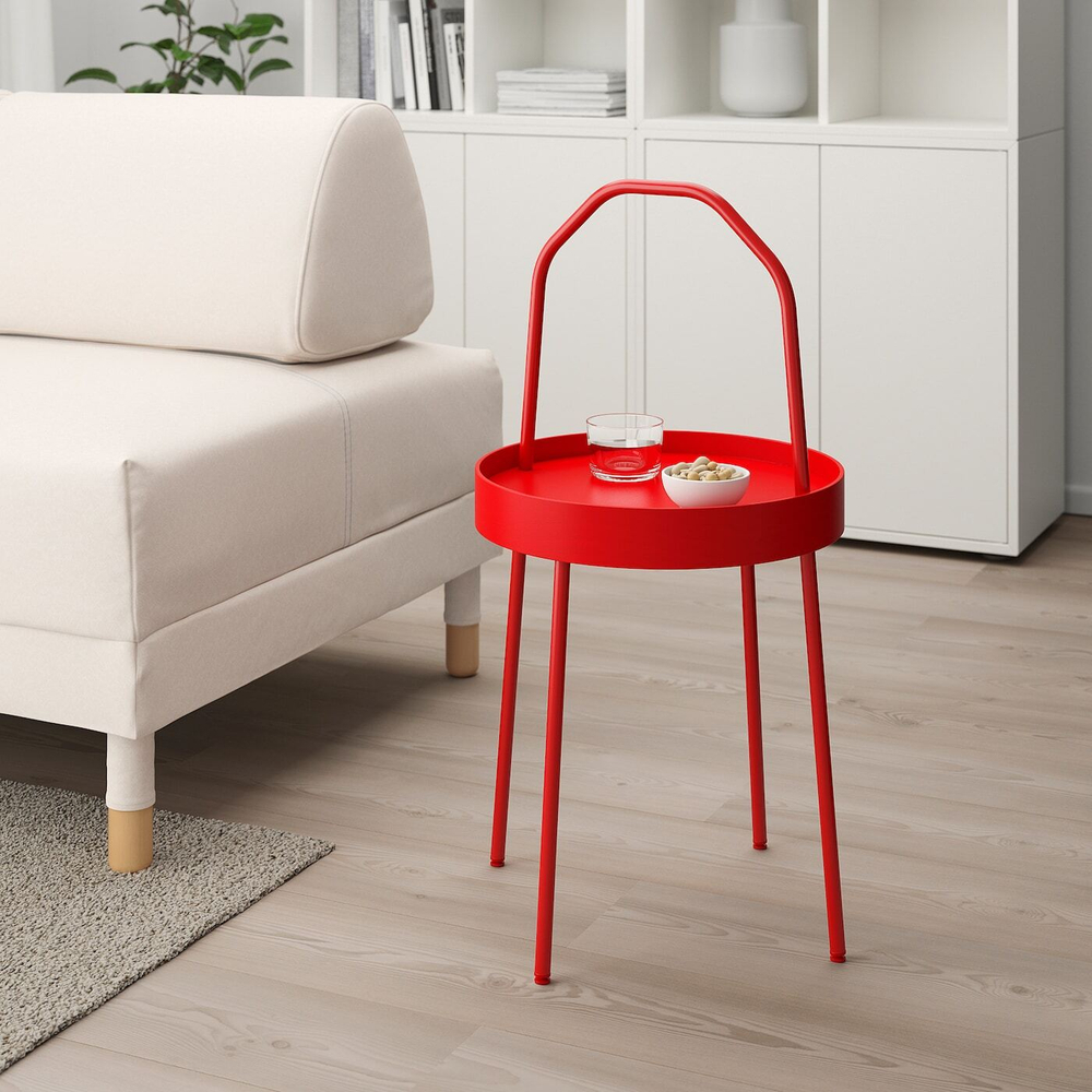 Приставной столик IKEA BURVIK (БУРВИК), Красный, 38 см
