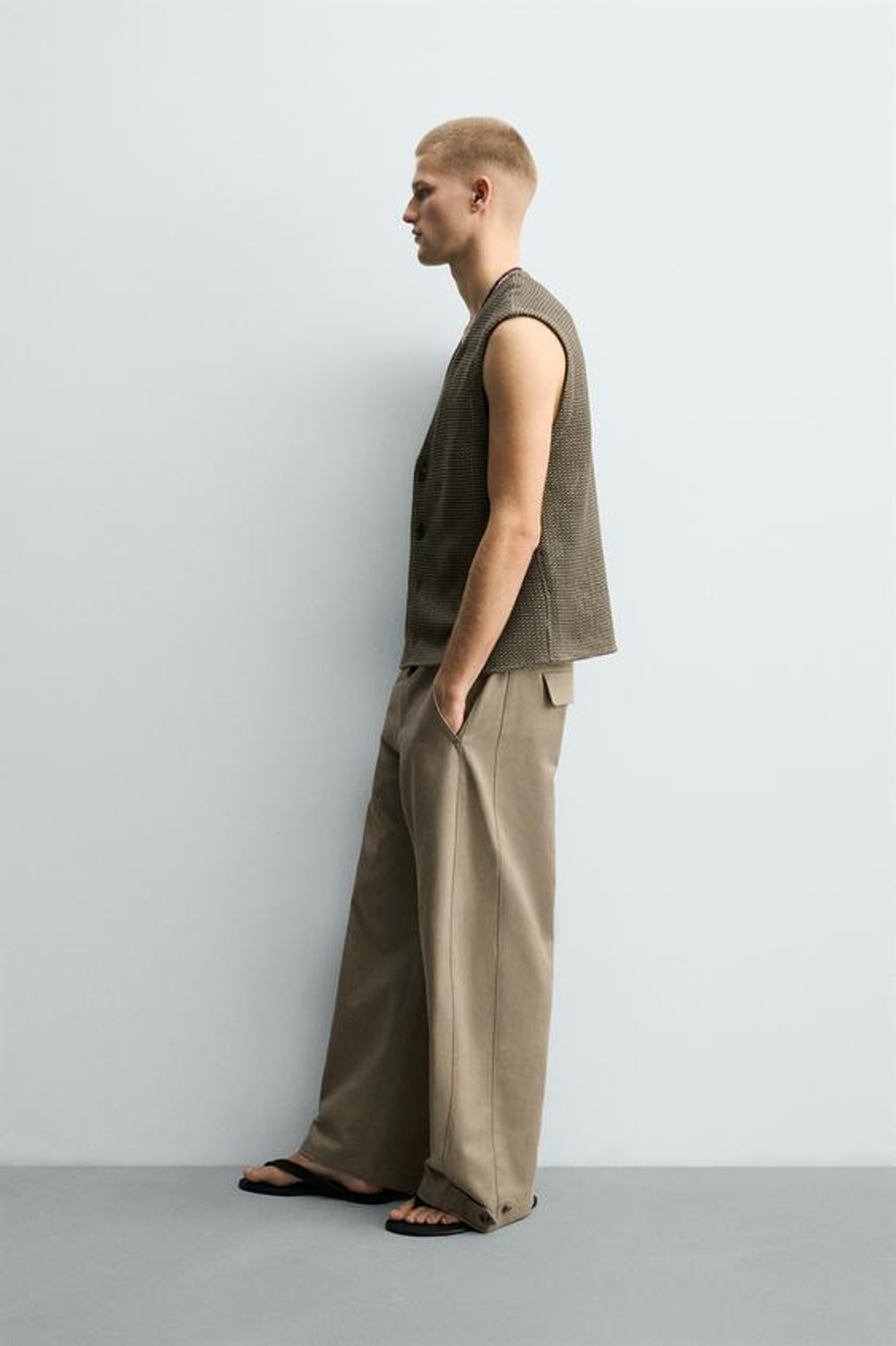 ZARA БРЮКИ RELAXED FIT С РЕГУЛИРУЕМЫМ НИЗОМ, РЫЖЕВАТО-КОРИЧНЕВЫЙ