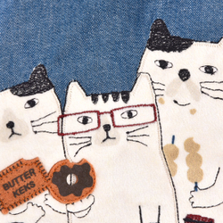 Сумка-шоппер большая с 2 отсеками на кнопке-магните, "NEKOMARUKE", синий, 23-6520-3, KUSUGURU