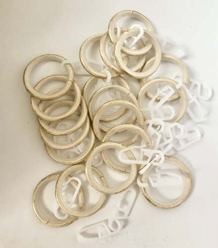 Кольцо Ост бесшумное с крючком для кованых карнизов d25 мм, цвет ваниль золото (10 шт)