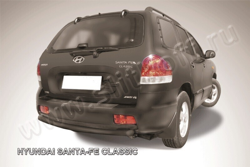Защита заднего бампера Hyundai Santa-Fe Classic Таганрог (2000-2012) d57 черная