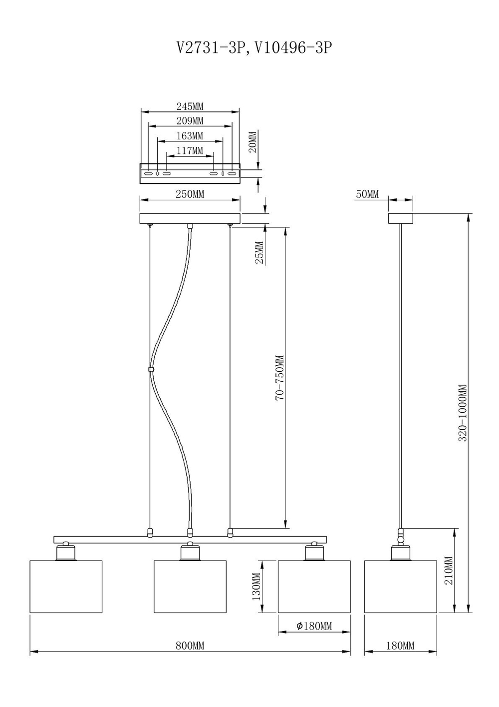 Подвесной светильник Moderli V2731-3P Room