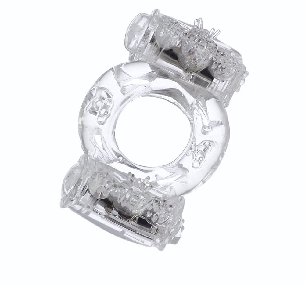 Прозрачное виброкольцо с двумя вибропульками (Цвет: прозрачный)