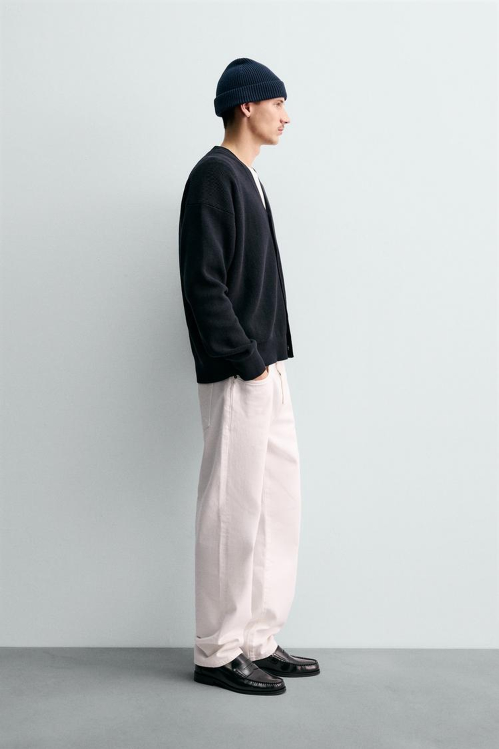 ZARA КАРДИГАН КЛАССИЧЕСКОГО КРОЯ ИЗ ХЛОПКА, МОРСКОЙ ТЕМНО-СИНИЙ