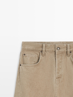 Massimo Dutti Джинсы-баллоны со средней посадкой, песочный