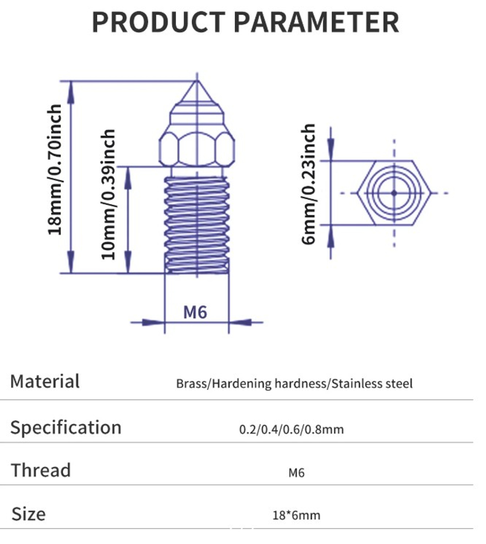 Сопло латунное для ELEGOO Neptune 4 (1.75 мм 0.4 мм)
