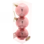 Новогодние шары 6 см (набор 3 шт) «Глянец», розовое золото