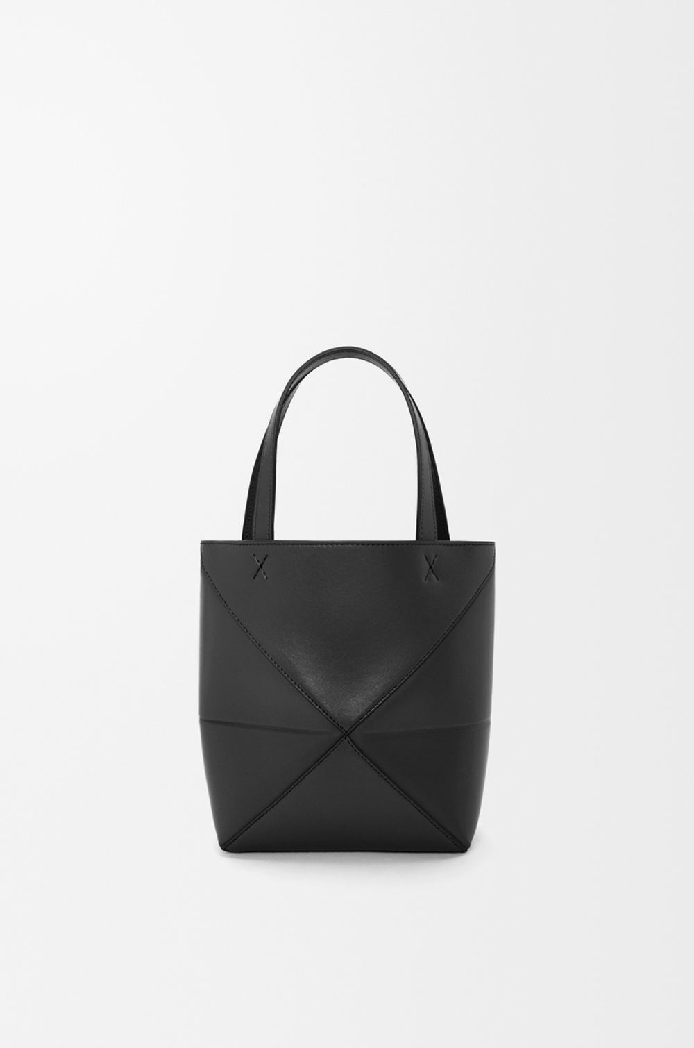 Loewe Мини-сумка Puzzle Fold из блестящей телячьей кожи, черный
