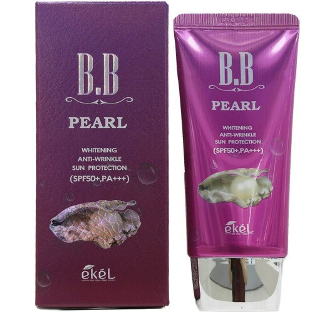 Крем для лица Ekel Pearl BB Whitening, Anti-Wrinkle and Sun Protection SPF50+, PA+++ осветляющий, против морщин с экстрактом жемчуга Cream 50 мл