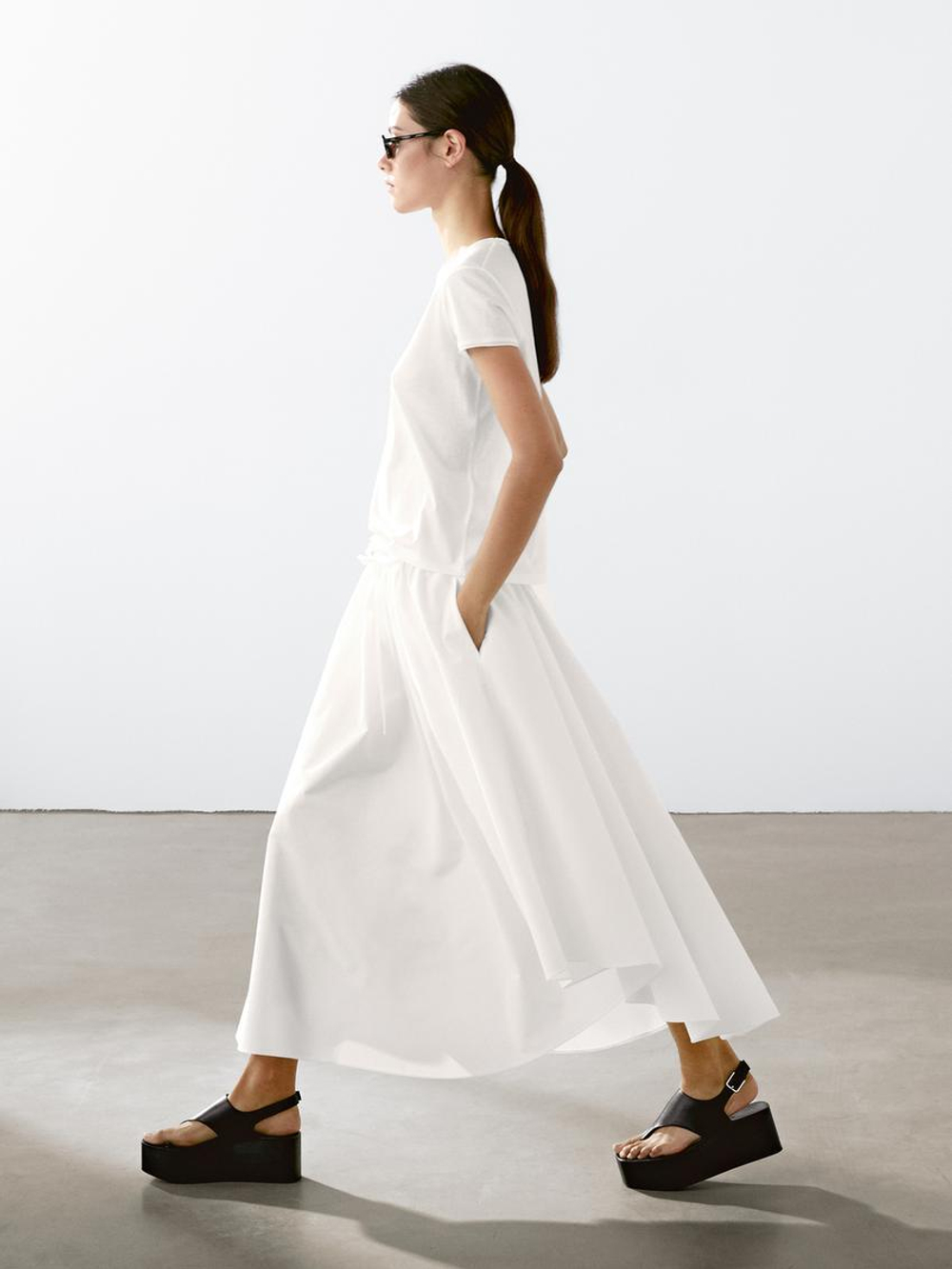 Massimo Dutti Футболка с короткими рукавами из 100% хлопка, белый