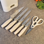 Набор ножей 7 предметов на подставке, цвет молочный, Jewel