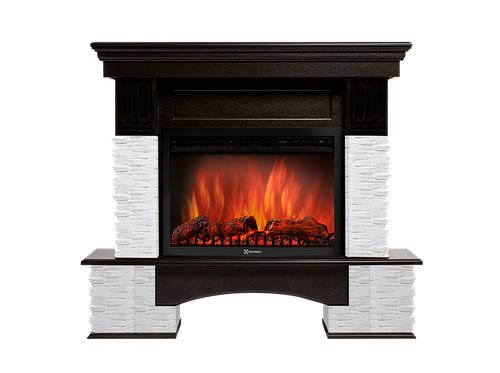 Портал Firelight Pietra Nuovo 25 камень сланец белый, шпон темный дуб