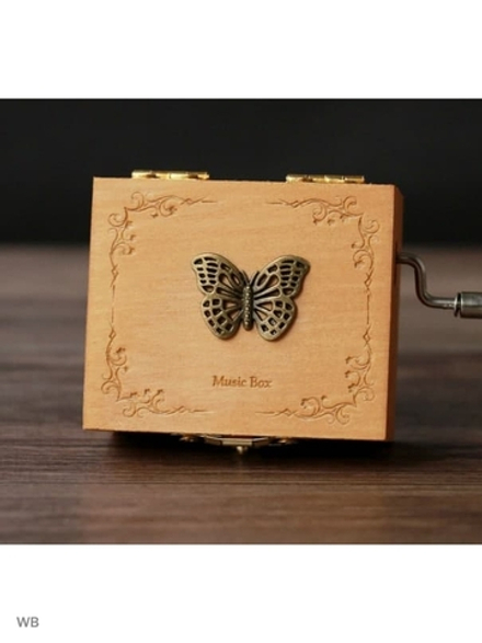 Музыкальная деревянная шкатулка бабочка