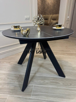 Круглый стол "Бонжур", керамогранит, черный мрамор