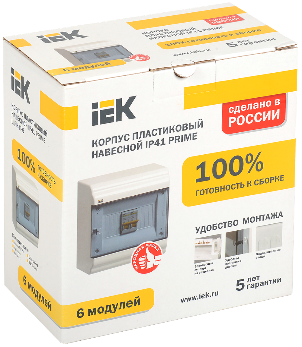 PRIME Корпус пластиковый ЩРН-П-6 модулей навесной белый IP41 IEK