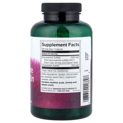 Swanson Vitamins, глюкозамин и хондроитин, 200 капсул