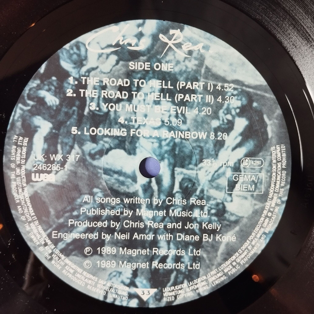 Винтажная виниловая пластинка LP Chris Rea The Road To Hell (Germany 1989) You Must Be Evil WX 317