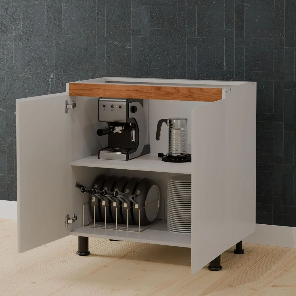 Кухня Валенсия 340 см (12 модулей) без столешницы / белый ЛДСП, массив дуба