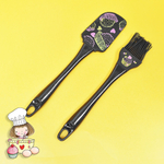 Набор кисточка и лопатка силиконовые "Кексики" черный, 22,2*4см