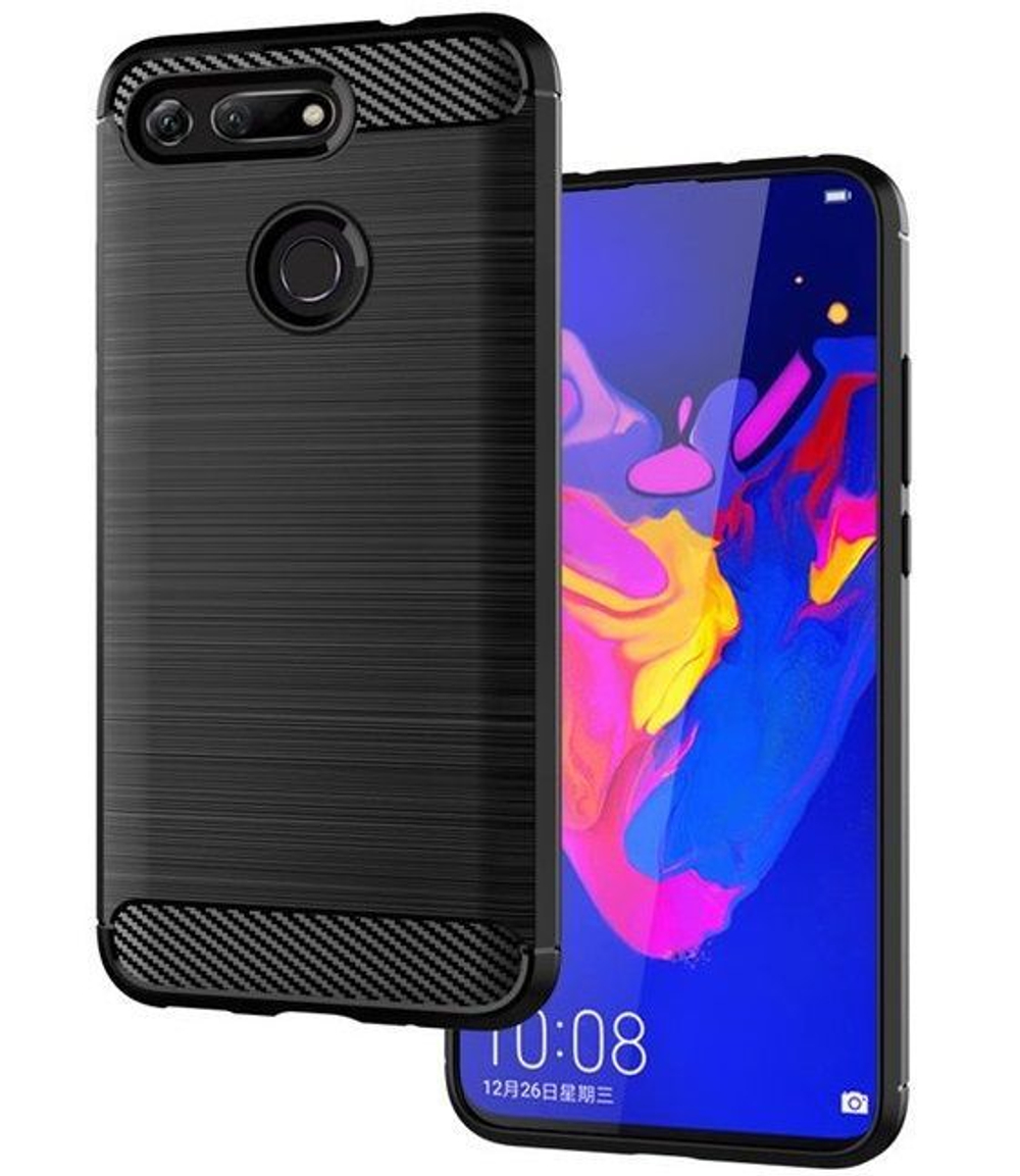 Чехол для Honor V20 (View 20) цвет Black (черный), серия Carbon от Caseport