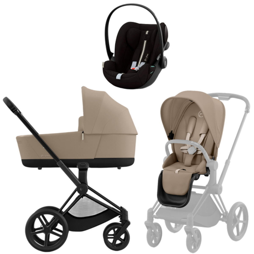 Коляска Cybex Priam IV Matt Black complete и автокресло Cloud G i-Size Moon Black Plus 3 в 1 Cozy Beige