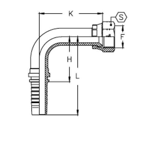 Фитинг DN 12 JIC (Г) 7/8 (90) (удлинен.)