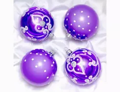 С1727/2 Набор стеклянных шаров Кудесник 4 шт., 75 мм.,фиолетовый, Ёлочка