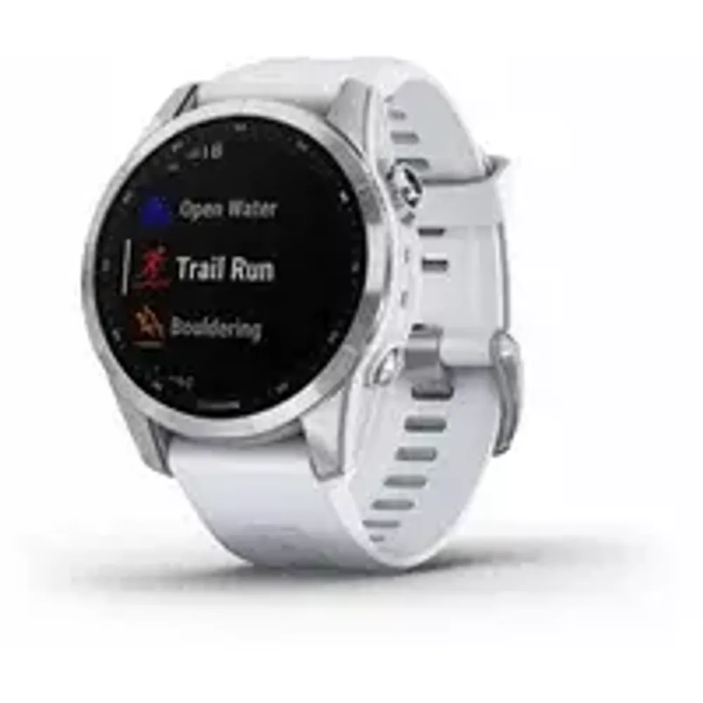 Смарт-часы Garmin Fenix 7S, серебристый с белым силиконовым ремешком