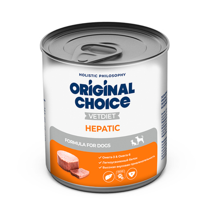 Консервы ORIGINAL CHOICE VETDIET Hepatic для собак и щенков профилактика болезней печени 525 г