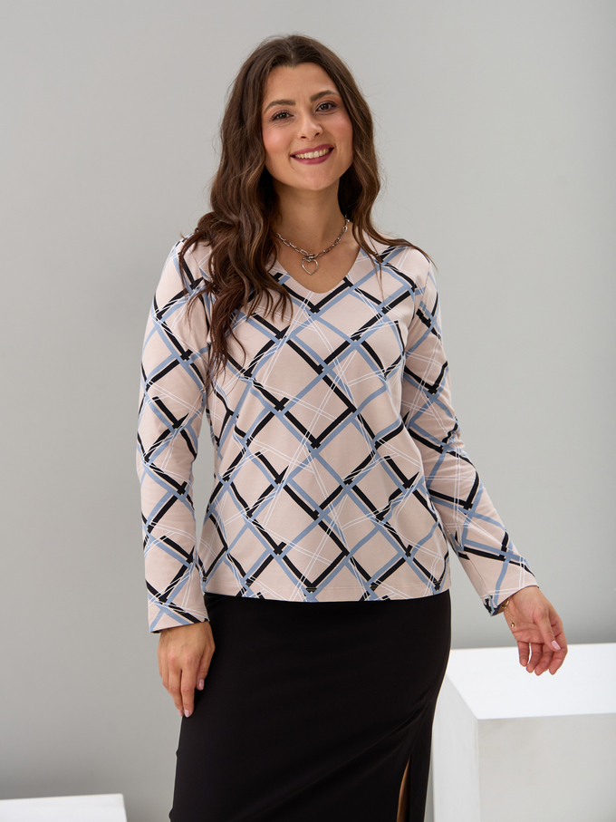 Лонгслив ЛНкл-080/бежевый-линии