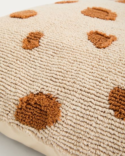 Подушка для пола из бежевого хлопка Tandani с рисунком гепарда 70 x 70 см