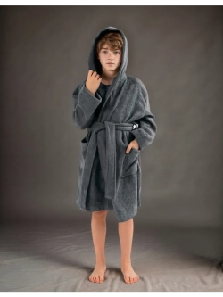 Халат детский махровый "Элит" с капюшоном, цвет: 910-Серый