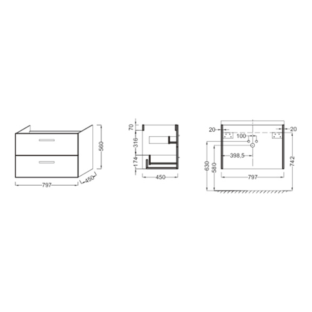 Мебель под раковину Jacob Delafon 80x45 Ola EB391-NR схема
