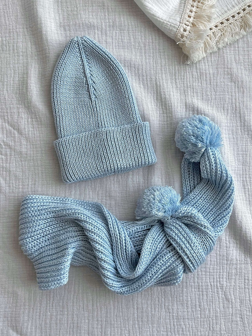 Комплект шапка и шарф, Голубой