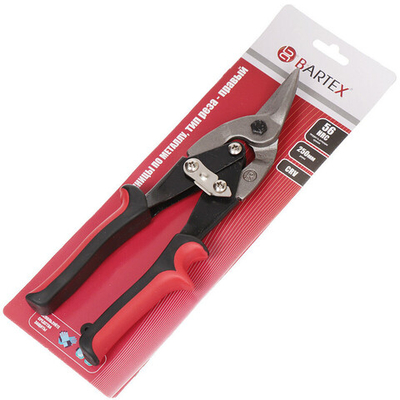 Ножницы по металлу праворежущие, 250 мм, CrV, двухкомпонентная ручка, Bartex, 1219000, шт