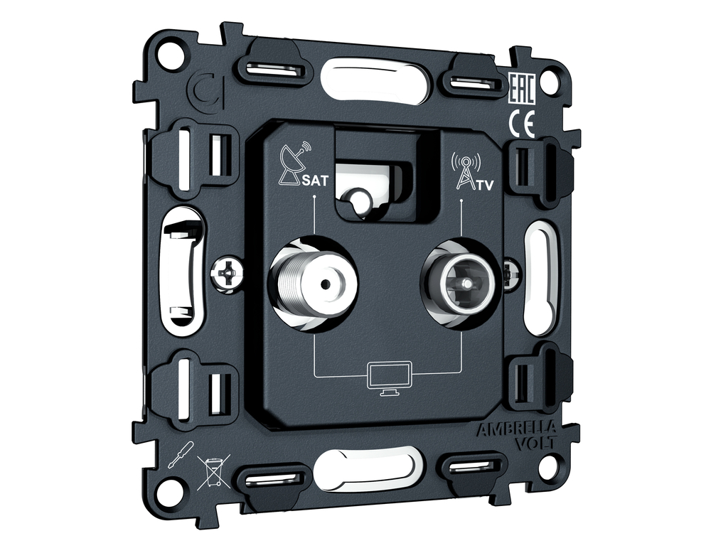 VM217 Механизм розетки TV оконечной + SAT 5-862MHz 3.5dB/950-2150MHz 3.8dB QUANT