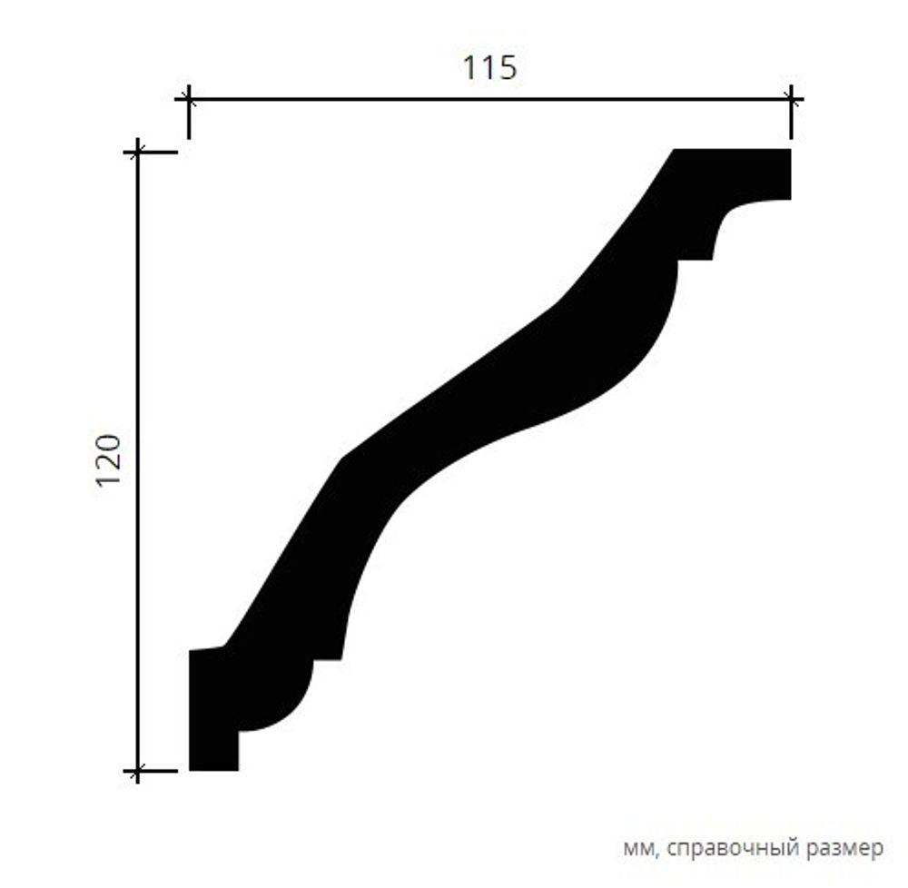 Карниз пенополиуретан, 2000x115x120 мм