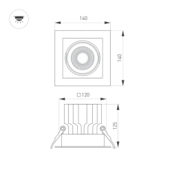 Светильник MS-VORTEX-BUILT-S140x140-30W Warm3000 (WH-WH, 30 deg, 230V) (Arlight, IP20 Металл, 5 лет) 057922