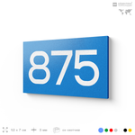 Номер на дверь 875, табличка на дверь для офиса, квартиры, кабинета, аудитории, склада, голубая 120х70 мм, Айдентика Технолоджи