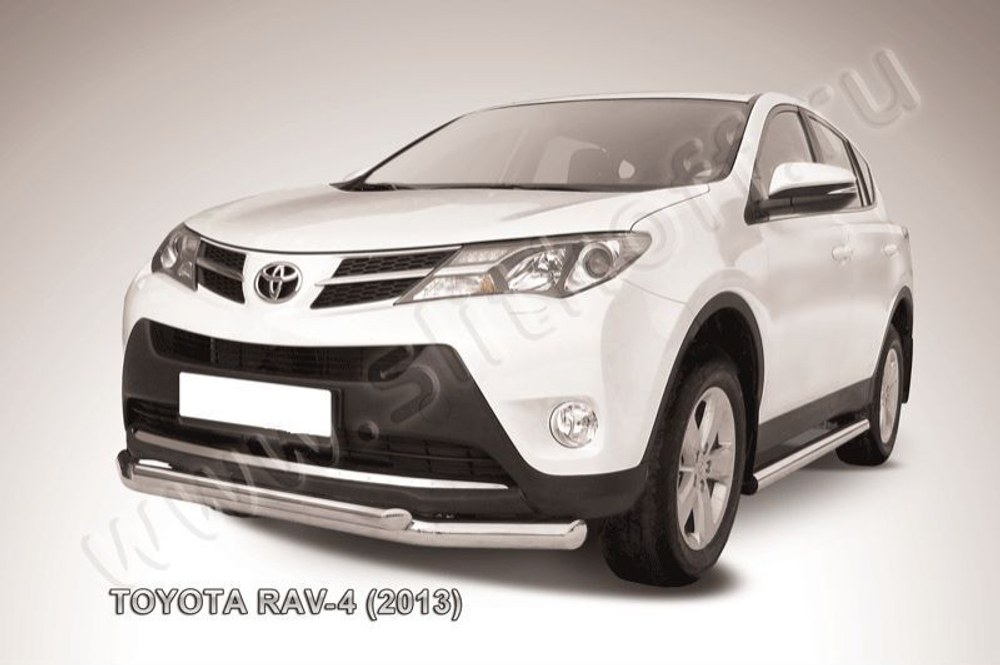 Защита переднего бампера (нержавейка) Toyota Rav-4 (2012-2015) d76+d57